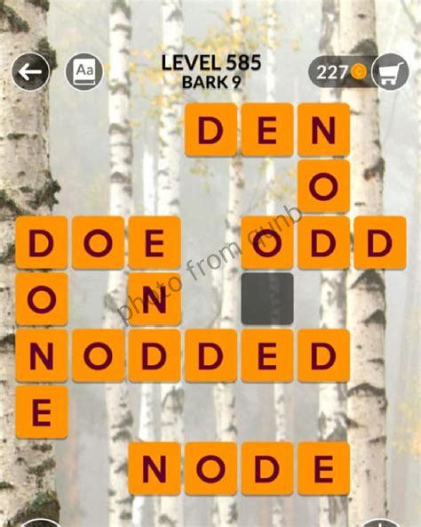 Wordscapes Level 585, Bark 9 .